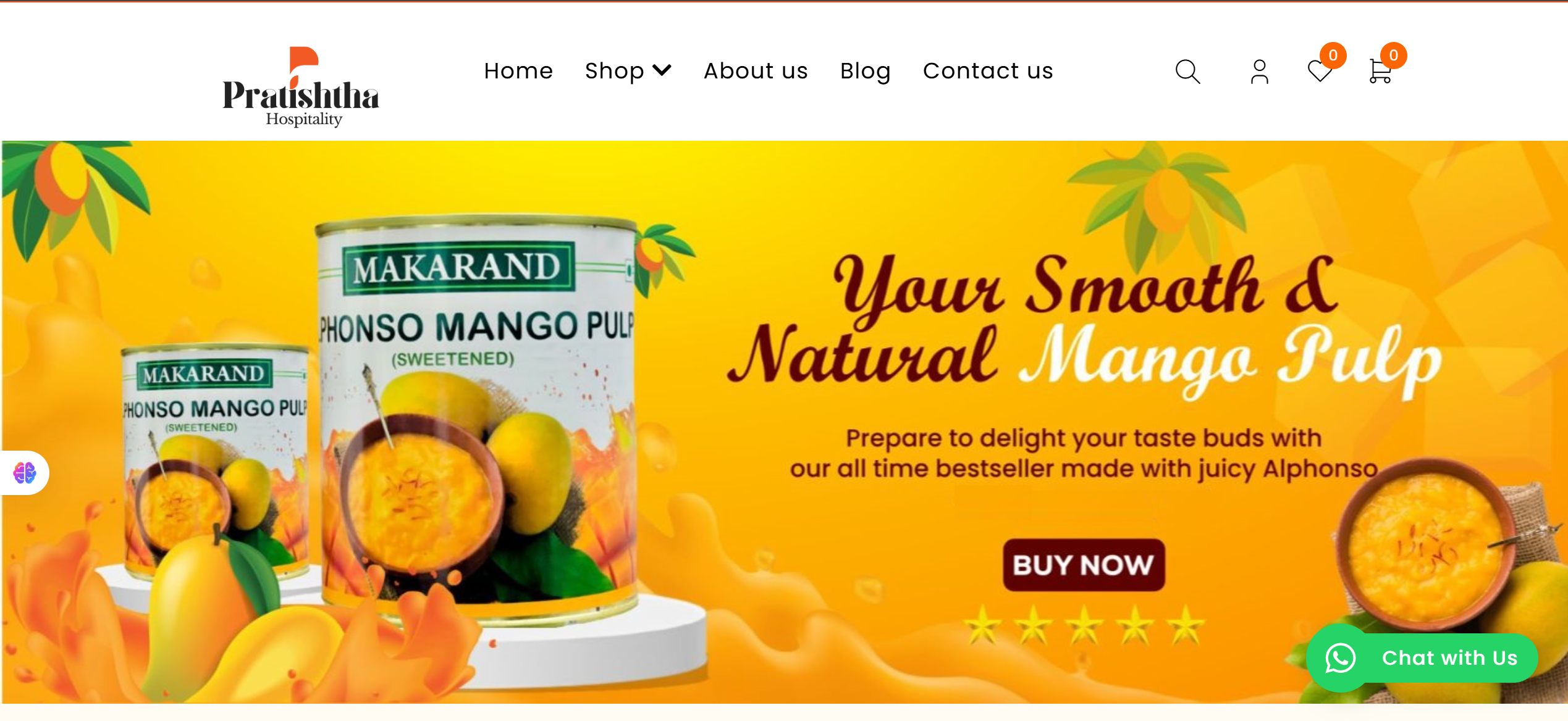 Pratishtha Hospitality – WordPress Food eCommerce Website project screenshot